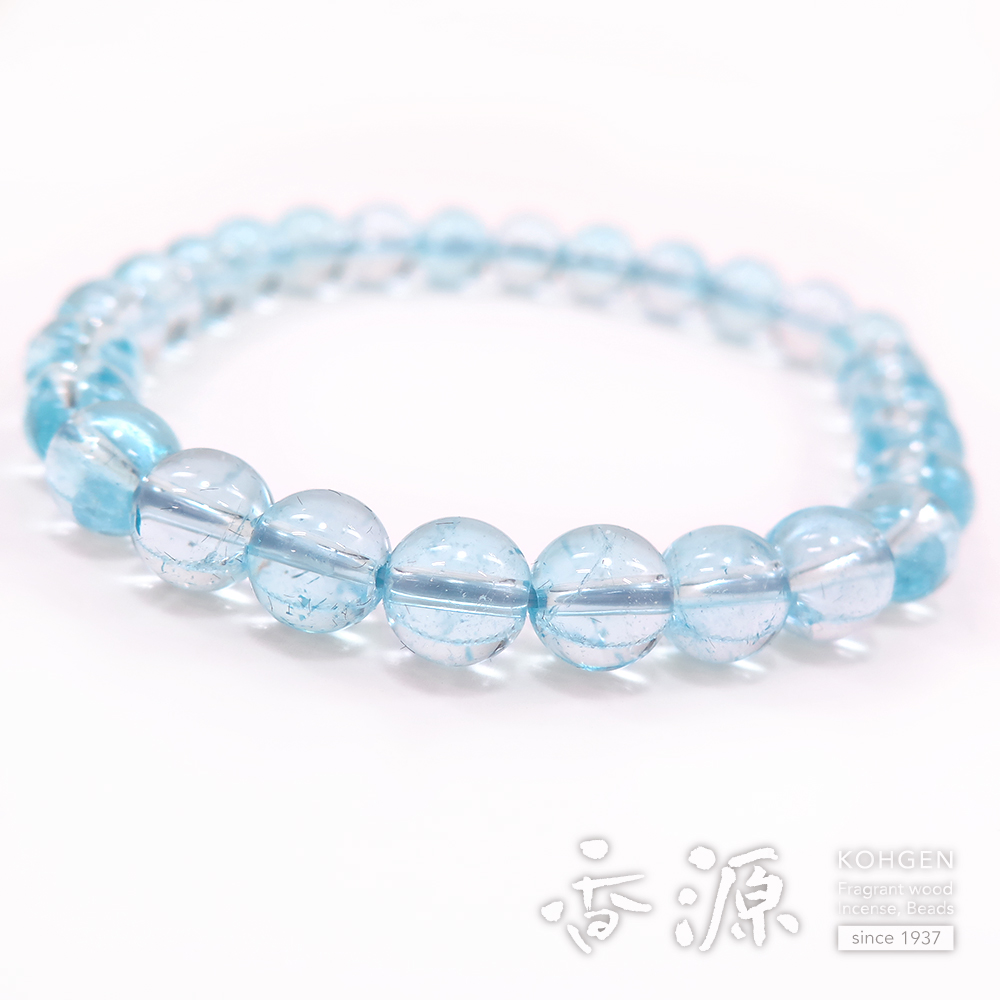ブルートパーズ 8mm玉 ブレスレット 腕輪念珠 ストレート 限定品