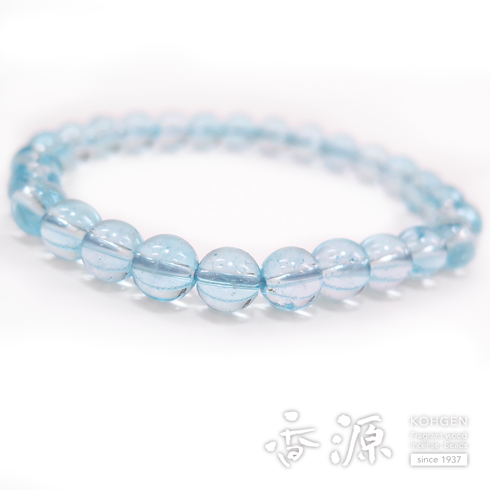 ブルートパーズ 8mm玉 ブレスレット 腕輪念珠 ストレート 限定品