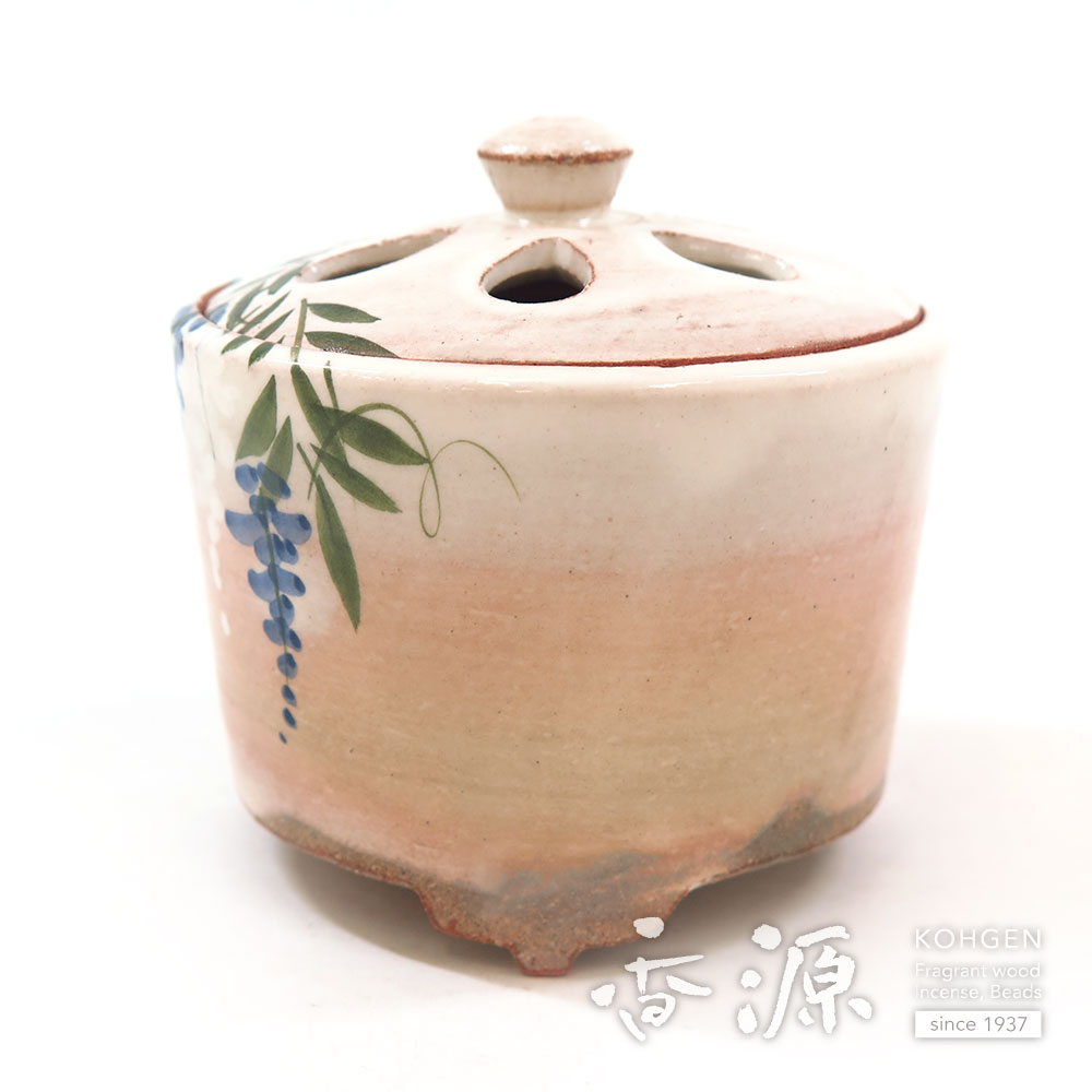 絶品！清水焼香炉★手描きオーダー発注品◆黒地×月下美人 絶品！清水焼香炉☆手描きオーダー発注品◇黒地×月下美人