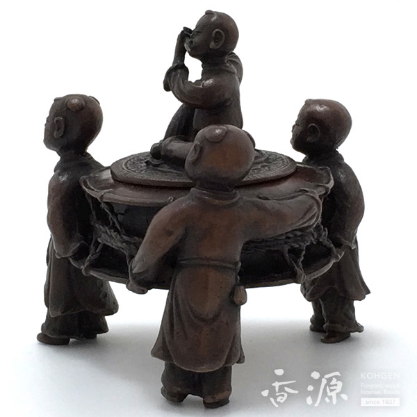 高岡銅器 唐子香炉 120°回転