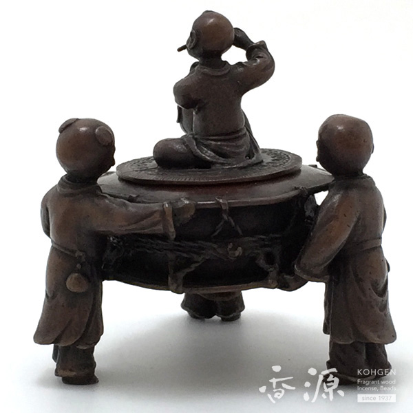 高岡銅器 唐子香炉 180°回転
