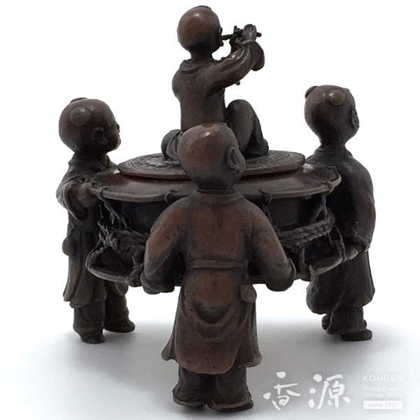 高岡銅器 唐子香炉 240°回転