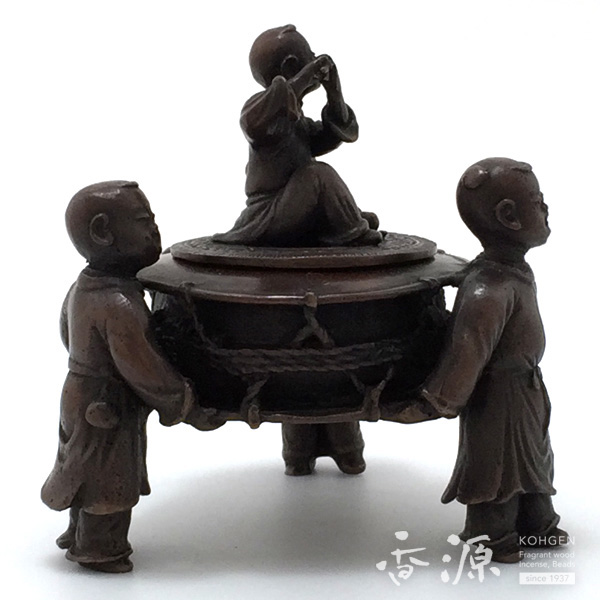 高岡銅器 唐子香炉 300°回転