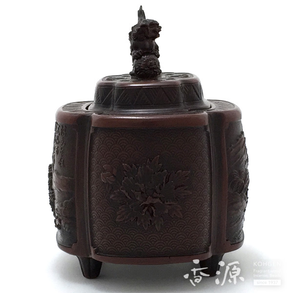 高岡銅器 香炉 木瓜型 山水 高岡銅器 香炉 木瓜型 山水｜置物