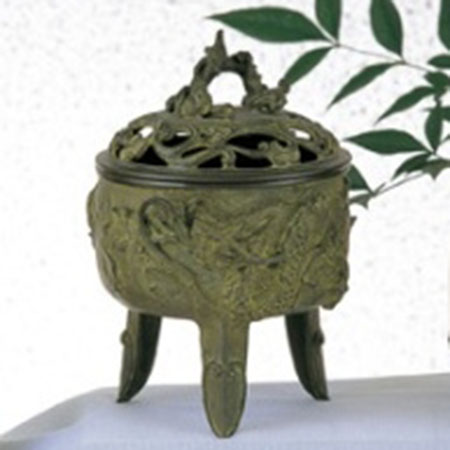 青銅 香炉 青銅 香炉 古代文 耳付き 古壷 手焙 花器 青銅器 木箱付き