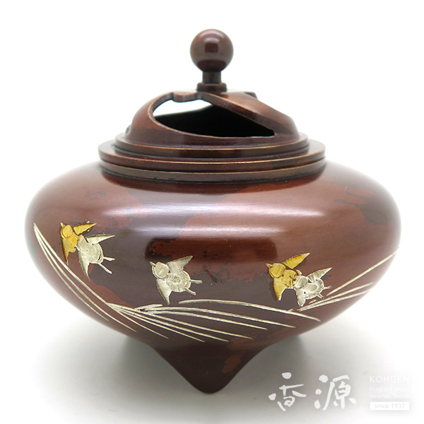 高岡銅器 香炉 平型香炉 波千鳥の通販 - お香専門店香源