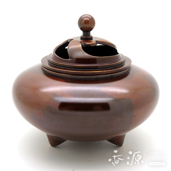 千鳥の香炉 香炉/香器『高岡銅器【玉胴型香炉/波千鳥/蒔絵】銅製[空焚き用