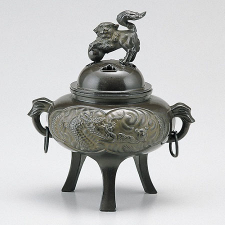 高岡銅器 香炉 竜紋カン付香炉茶黒色の通販 - お香専門店香源