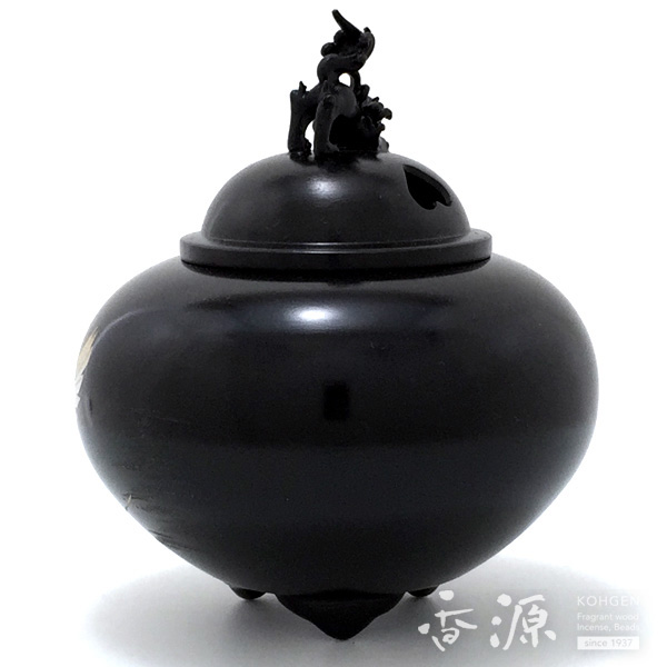 高岡銅器 香炉 平丸獅子蓋香炉 双鶴 彫金の通販 - お香専門店香源