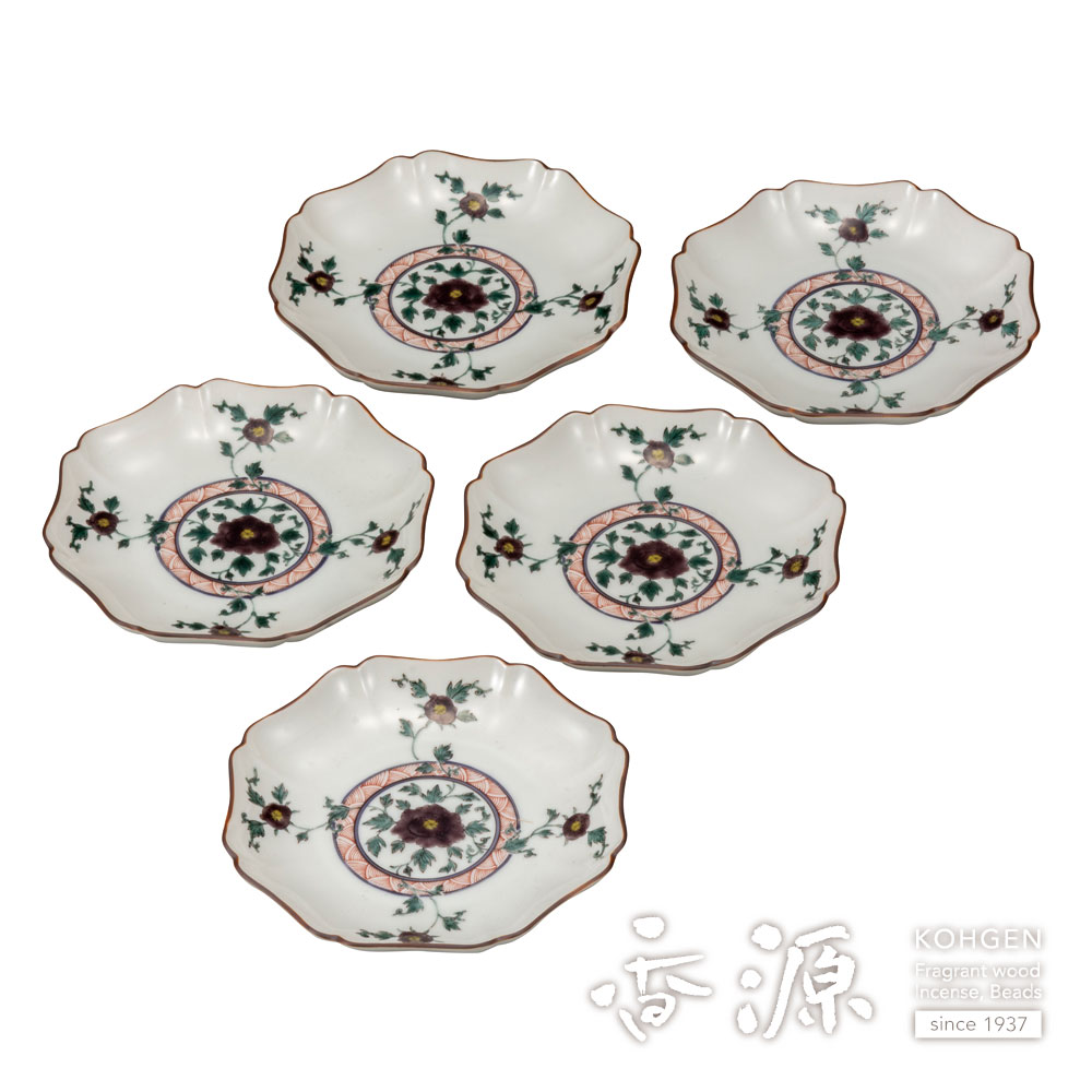 未使用保管品✨九谷焼 銀泉窯 宝文 4.8号皿 1枚✨皿 取り皿 銘々皿 九谷焼 5.2号皿揃 色絵牡丹 銀泉窯の通販 - お香専門店香源