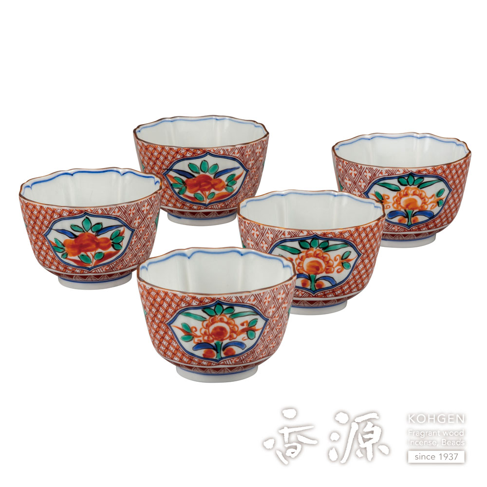 九谷焼新品5号皿揃吉田屋風桃に鳥小皿5枚