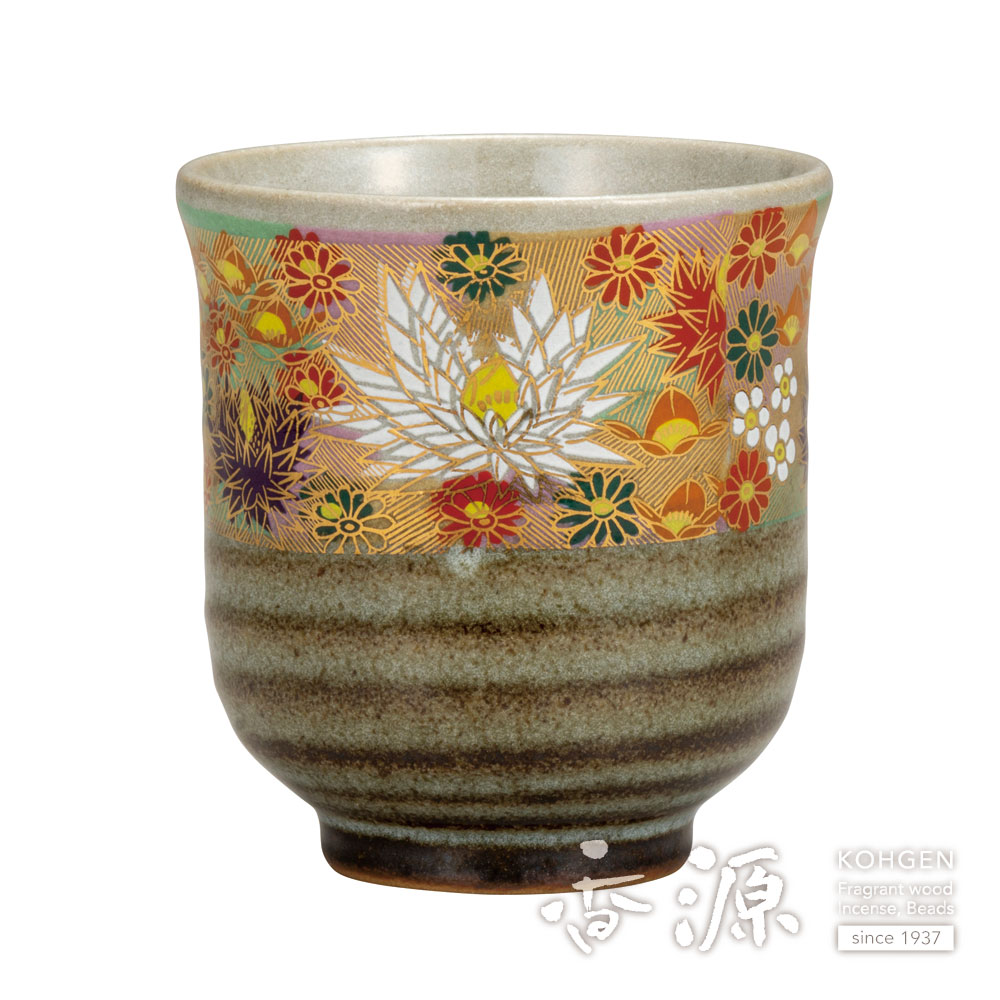 香合　香台　ぐい呑　3点 緑彩筒ぐい呑（桜高台） | 萩焼 窯元 緑栄窯 Ryokuei-オンライン