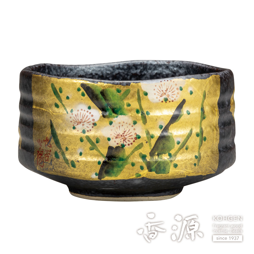 抹茶茶碗九谷焼き 抹茶碗 白粒鉄仙