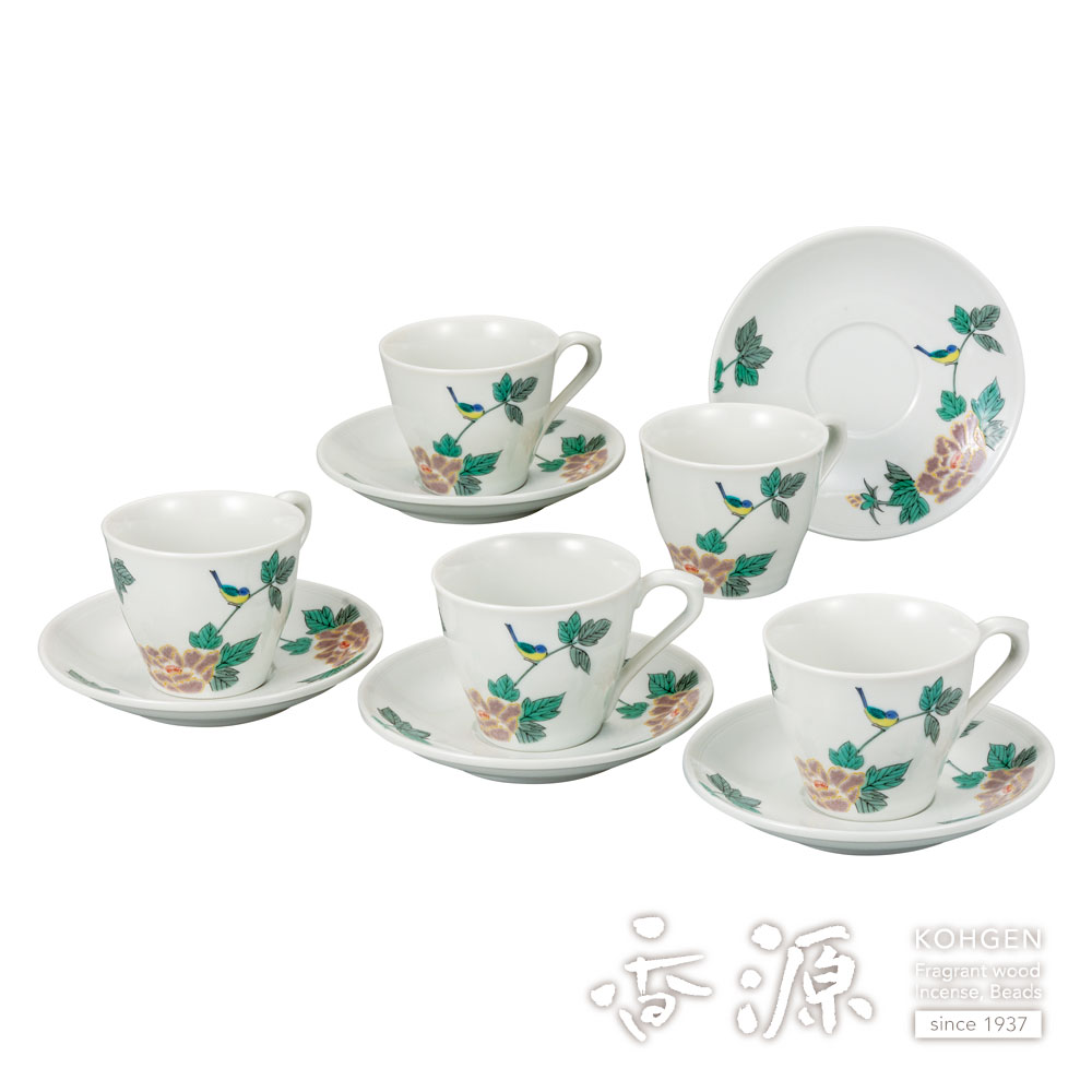 小鳥のコーヒーセット 九谷焼 伝統柄 【九谷焼】小鳥 コーヒーセット〈5組〉 |皿や鉢など和