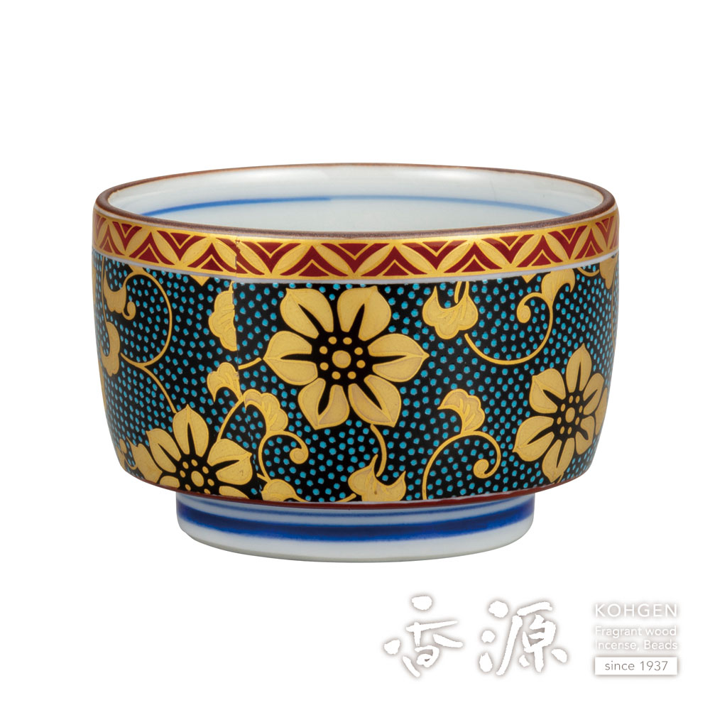 九谷焼 ぐい呑み 盛金青粒鉄仙 九谷焼 ぐい呑み 盛金青粒鉄仙 九谷焼