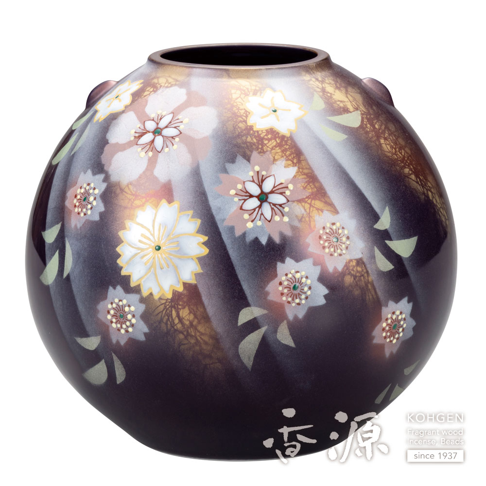 A406 九谷焼 花瓶花入れ花鳥図 黄釉花瓶 中国美術 嘉山銘フラワー