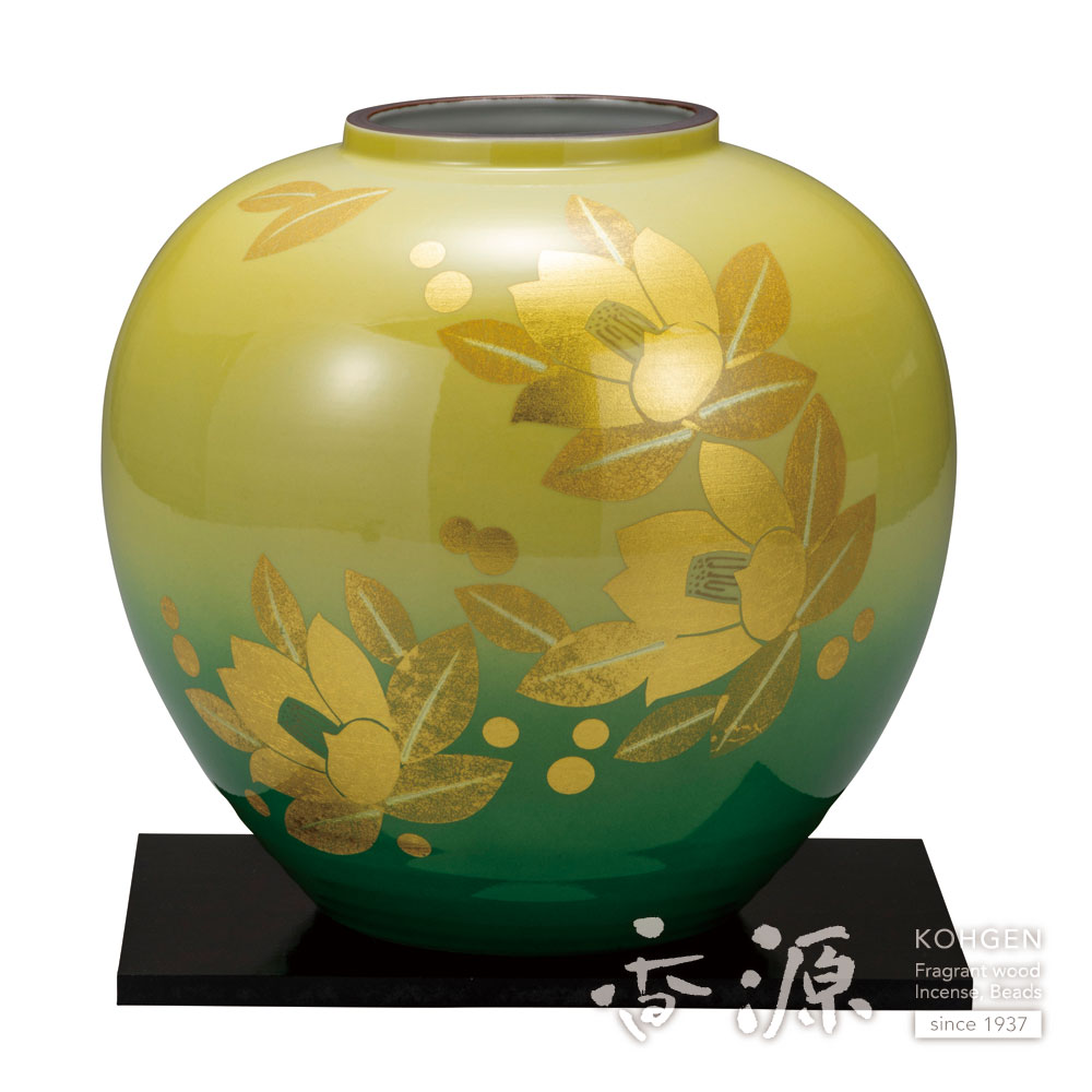 九谷焼 8号花瓶 釉裏金箔彩山茶花 山田登陽志の通販 - お香専門